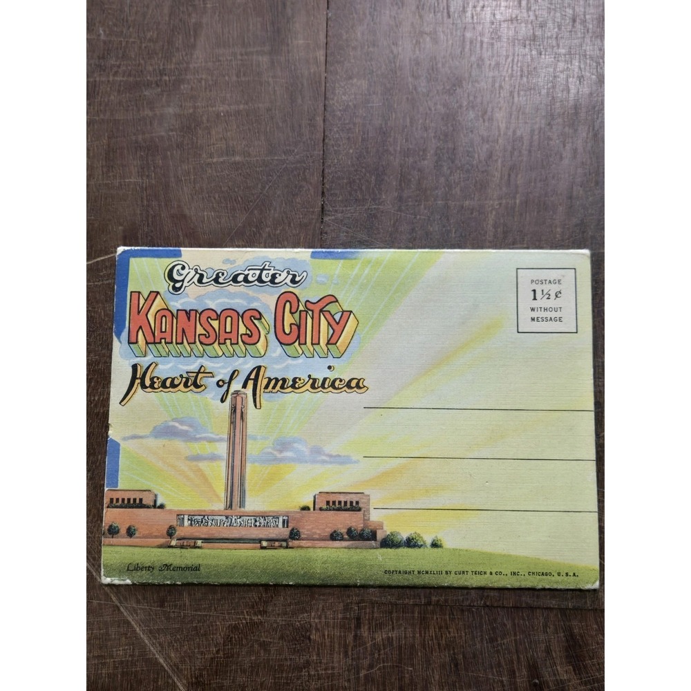Vintage 40s SOUVENIR FOLDER of GREATER KANSAS CITY Postcard Album, Attractions - Picture 2 of 16